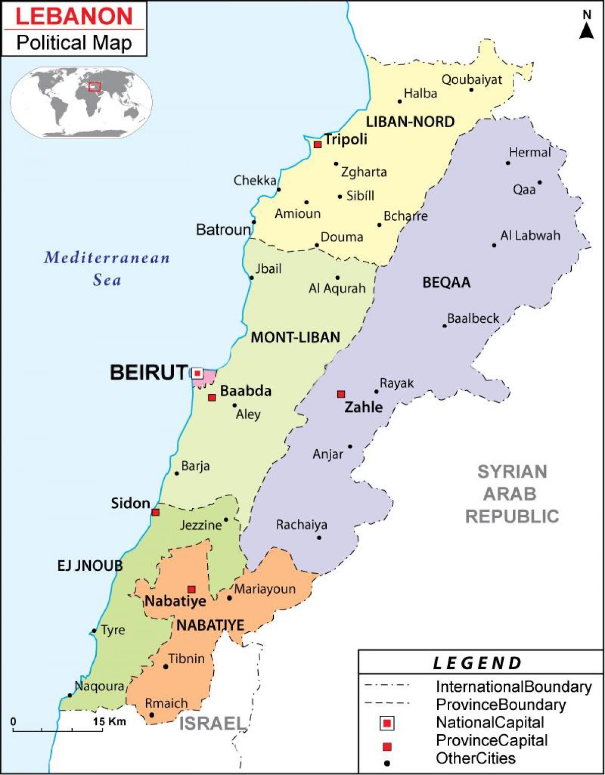 地图，黎巴嫩政治