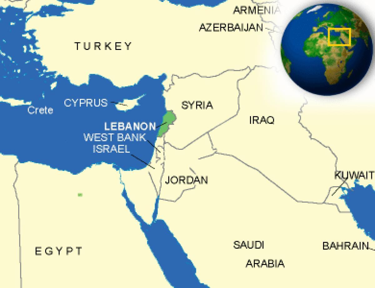 黎巴嫩在地图上
