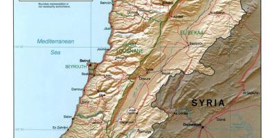地图，黎巴嫩的地形